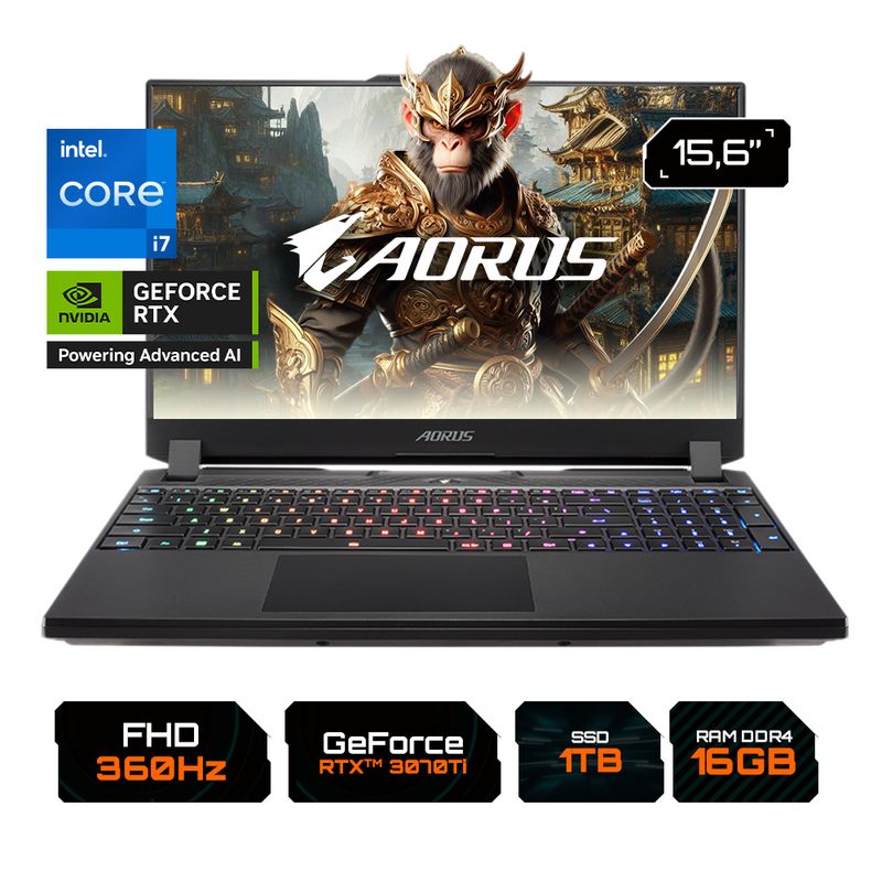 GIGABYTE - Laptop Gigabyte Gamer Aorus 15 Xe4  Intel i7-12700h rtx 3070ti 8gb 1tb