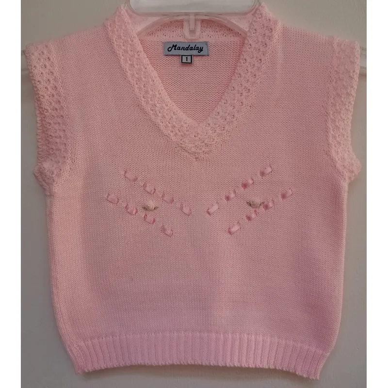 GENERICO - Pullover Chaleco NIña Rosado Mandalay Knits
