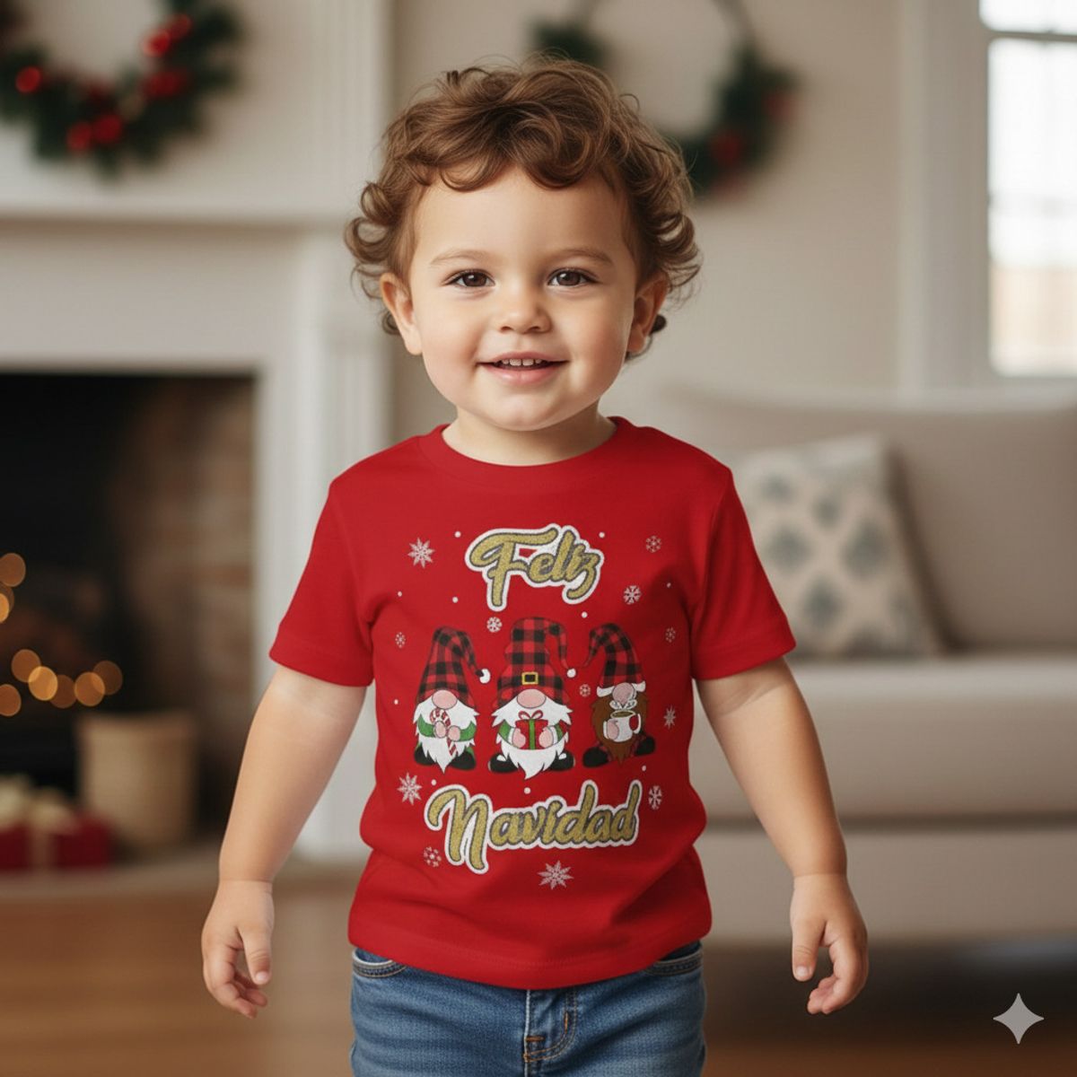 GENERICO - Polo Navideño 3 Duendes Rojo de Algodón Pima Navidad