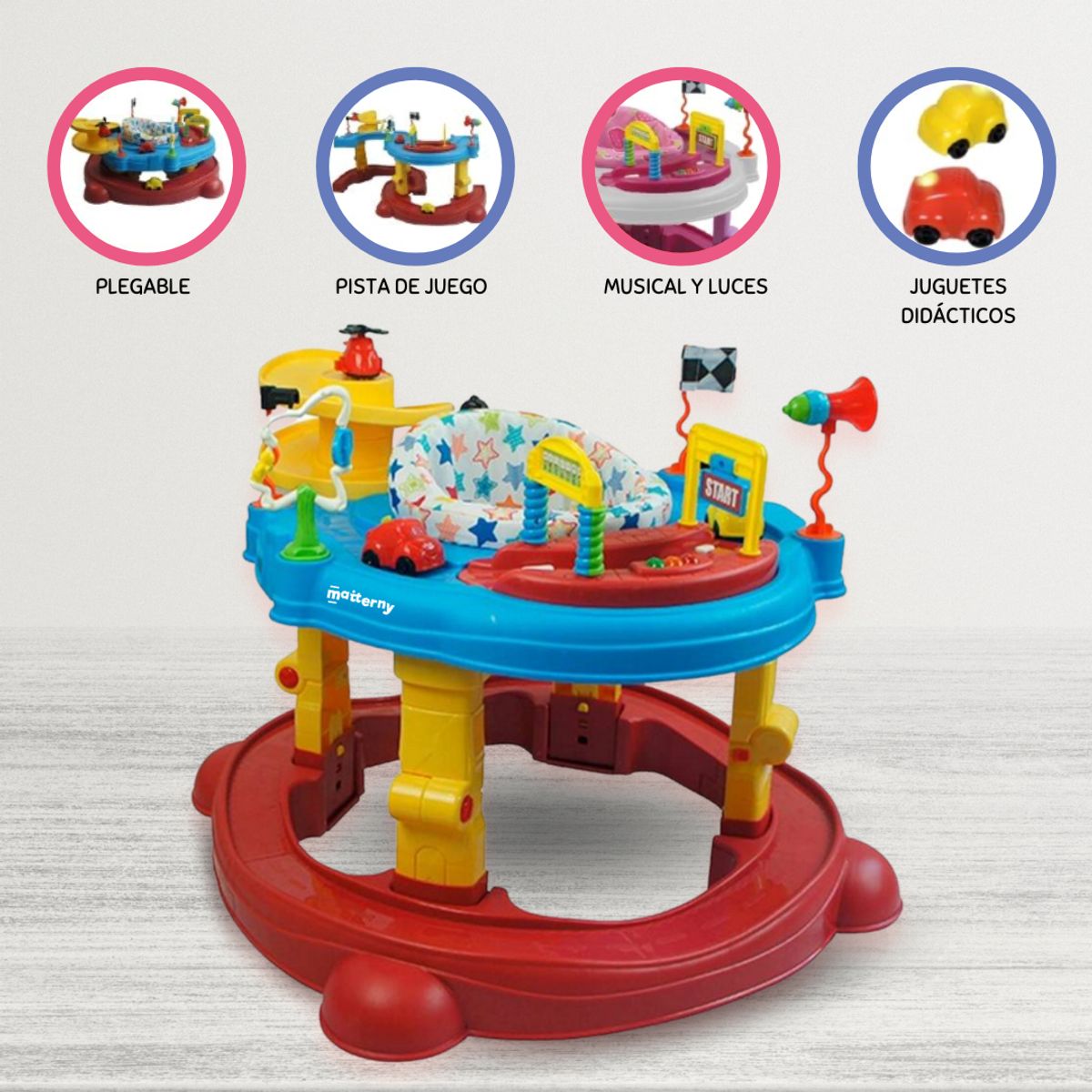 GENERICO - Andador Saltarín Para Bebé 5 en 1 «CARRUSEL 360°» Red