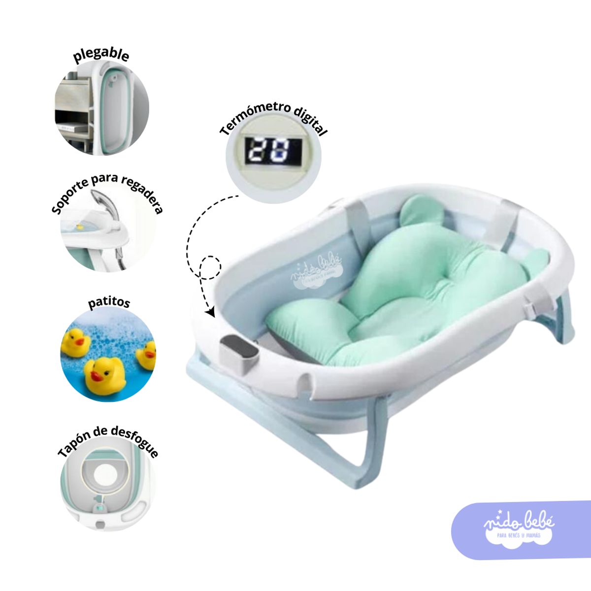 GENERICO - Bañera para Bebé Portátil Ideal SPA Azul