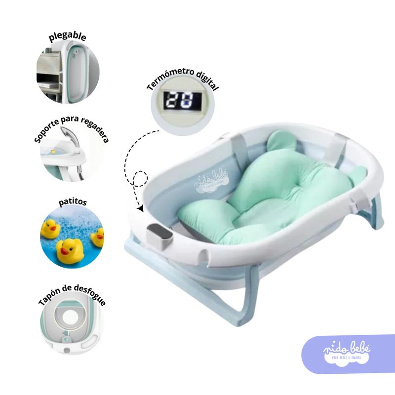 GENERICO - Bañera para Bebé Portátil Ideal SPA Azul