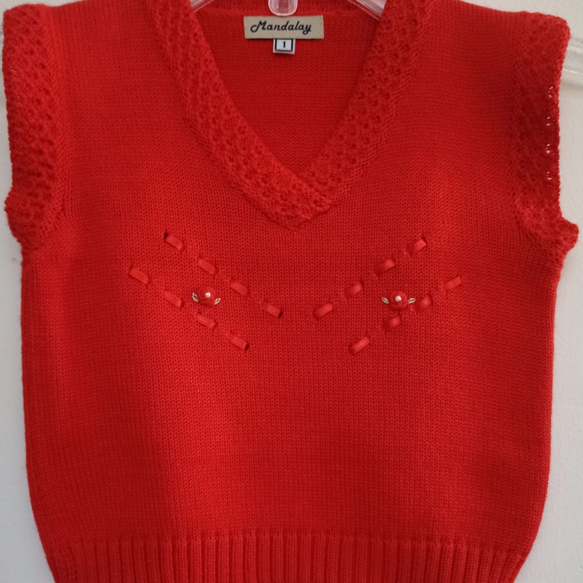 GENERICO - PULLOVER CHALECO NIÑA ROJO MANDALAY KNITS