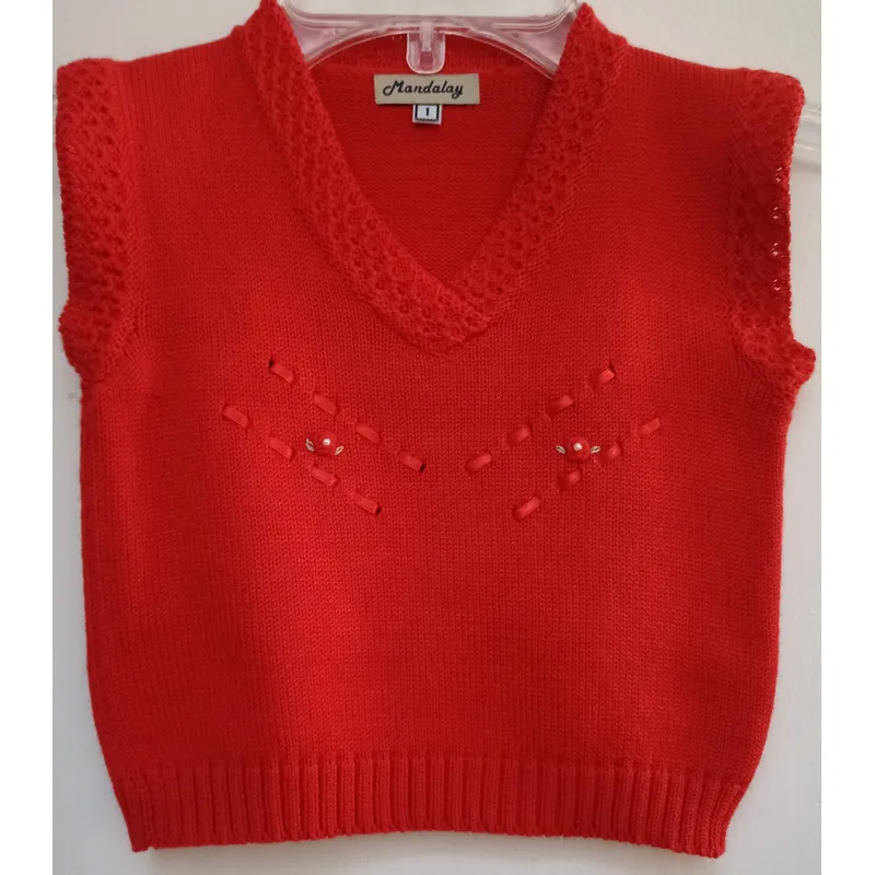 GENERICO - PULLOVER CHALECO NIÑA ROJO MANDALAY KNITS