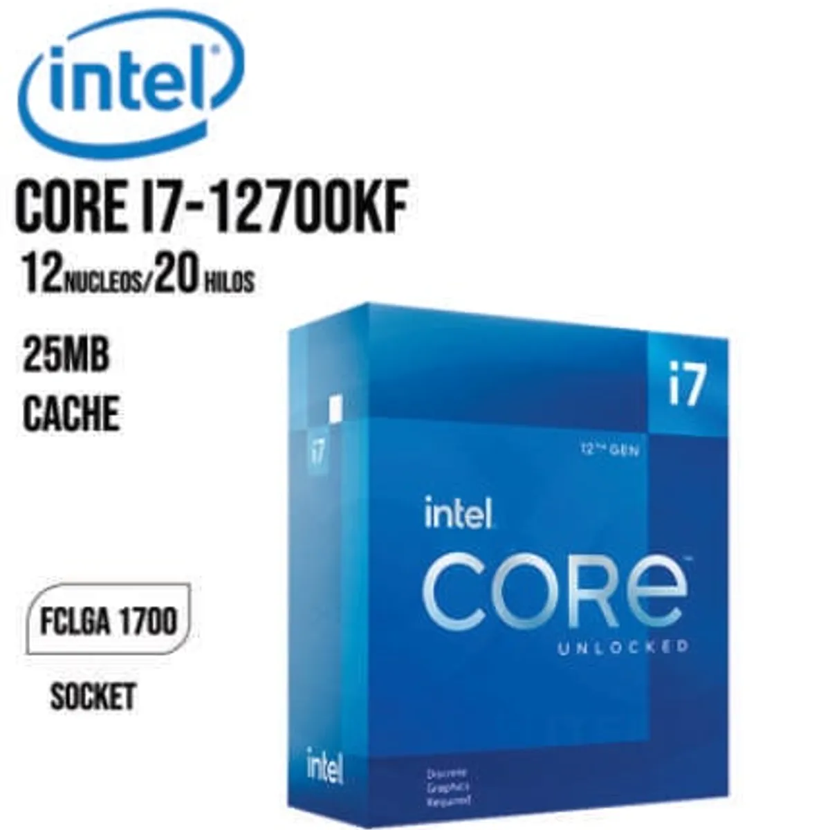 INTEL - PROCESADOR INTEL CORE i7-12700KF 4.90 GHz LGA1700