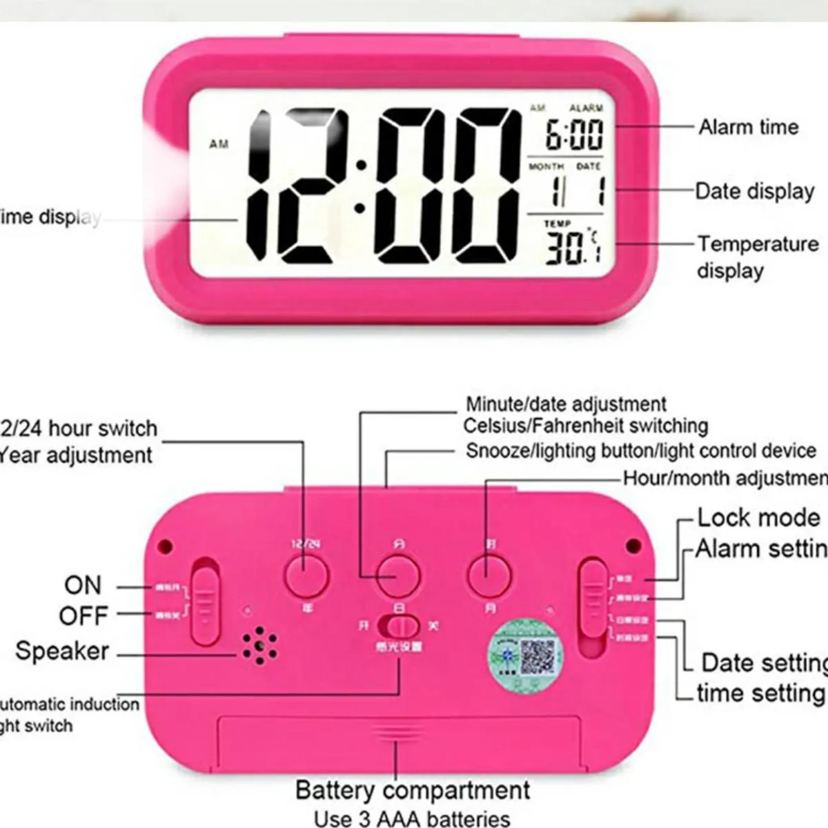 GENERICO - Reloj Despertador Inteligente Digital Escritorio Dormitorio