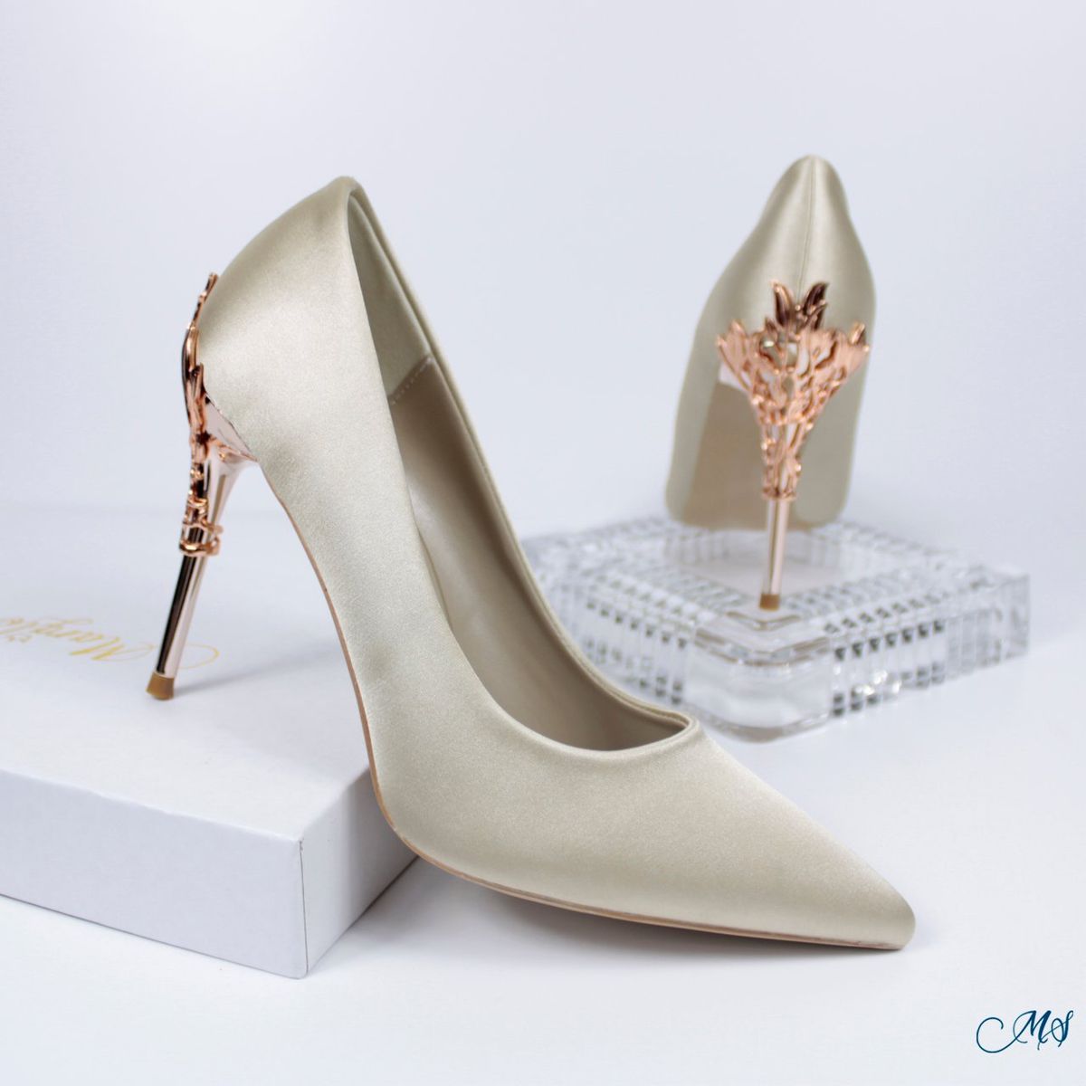 MARGLO SHOES - ZAPATOS DE VESTIR VESTIR SATIN CHAMPAGNE M11