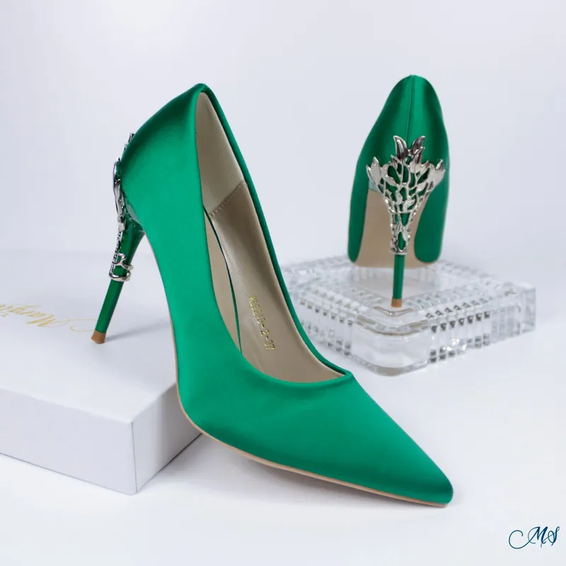 MARGLO SHOES - ZAPATOS DE VESTIR VESTIR SATIN VERDE M11