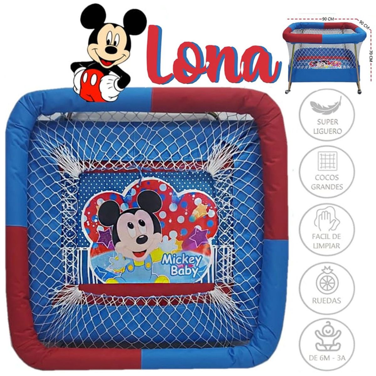 GENERICO - Corral Con Ruedas para Bebes Acolchado Lona Niño