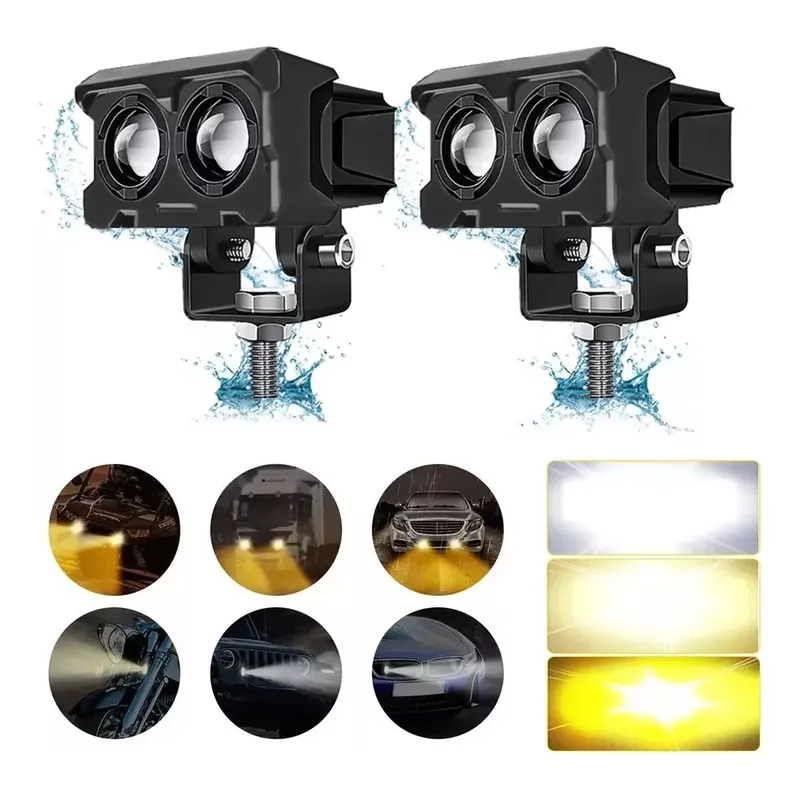 GENERICO - Kits De Faros Lupa Doble Color Spot Para Auto Moto 48000lm