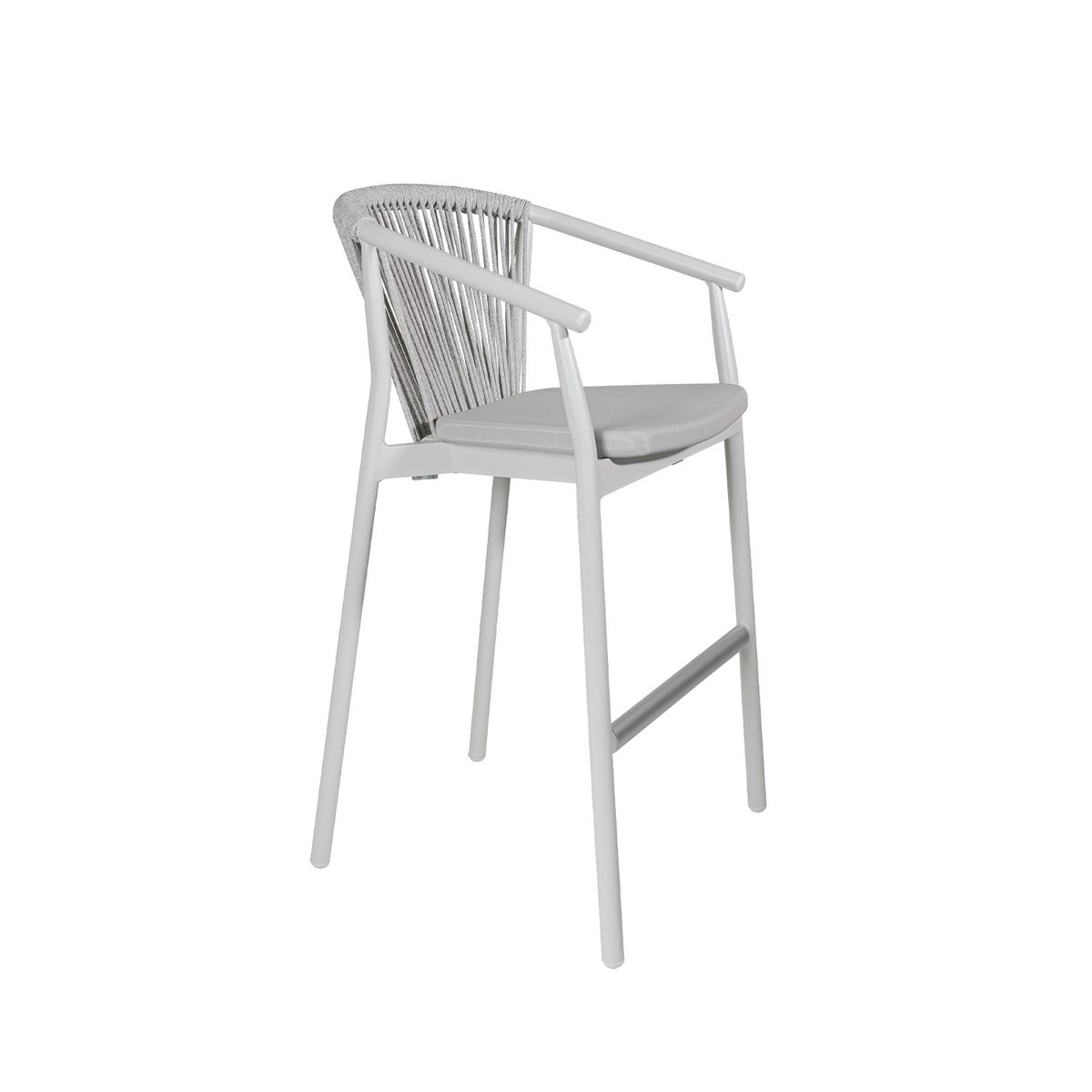 NIHM - Silla Bar Outdoor Galera de Aluminio y Nylon Blanco