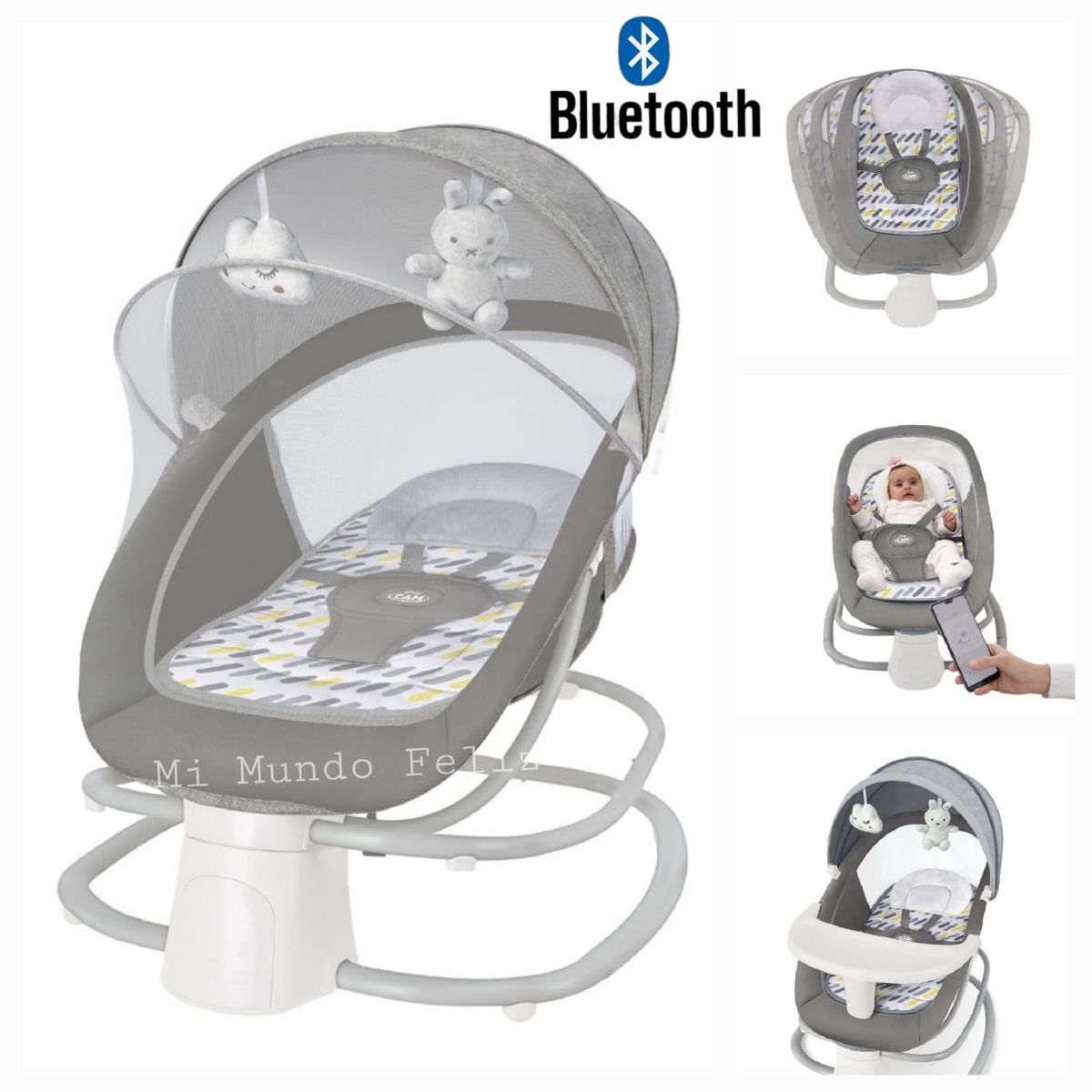 CAM - Silla Mecedora Rocking 4 En 1 Musical Plegable Bandeja Comer