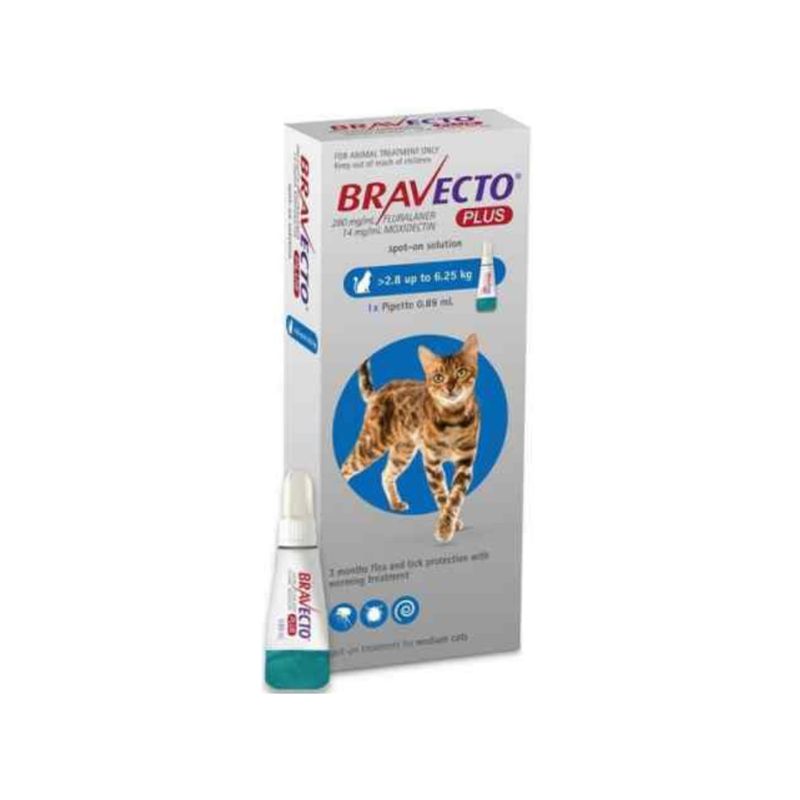BRAVECTO - Pipeta Antipulgas para Gato Bravecto Plus 250mg 29 a 625kg