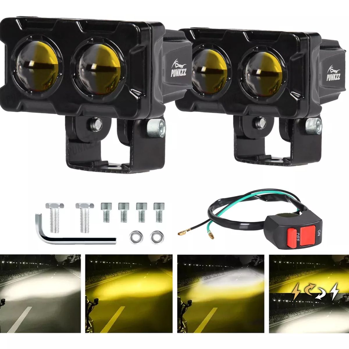 GENERICO - Par Faros Auxiliares Punkzz Lupa Led Para Auto Moto 80w