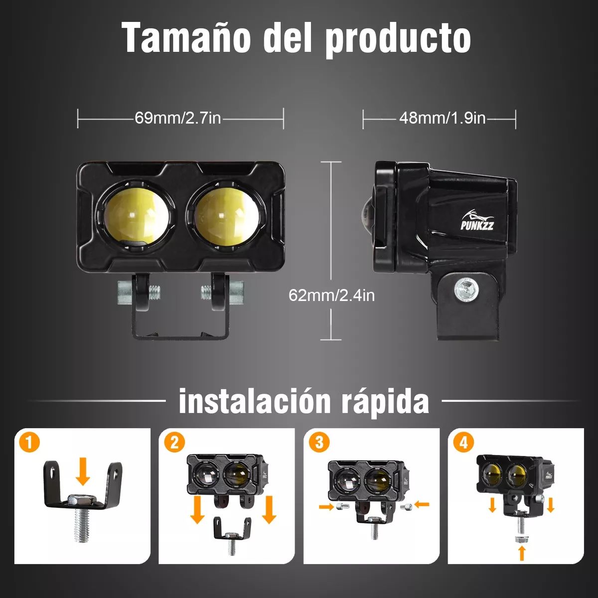 GENERICO - Par Faros Auxiliares Punkzz Lupa Led Para Auto Moto 80w