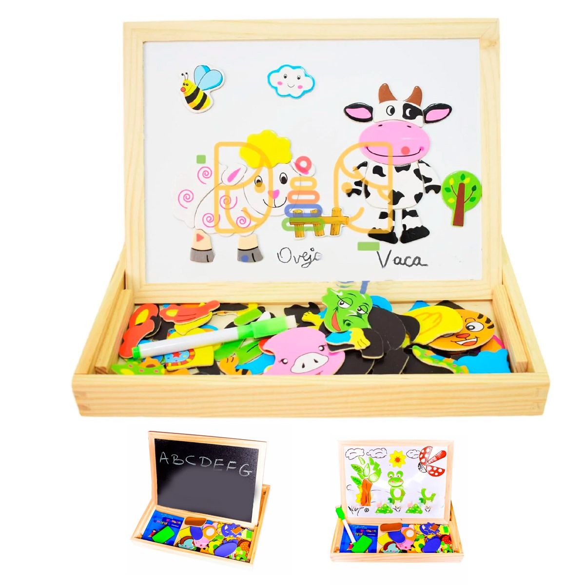 GENERICO - Pizarra Multifuncional con rompecabeza de animales imantados