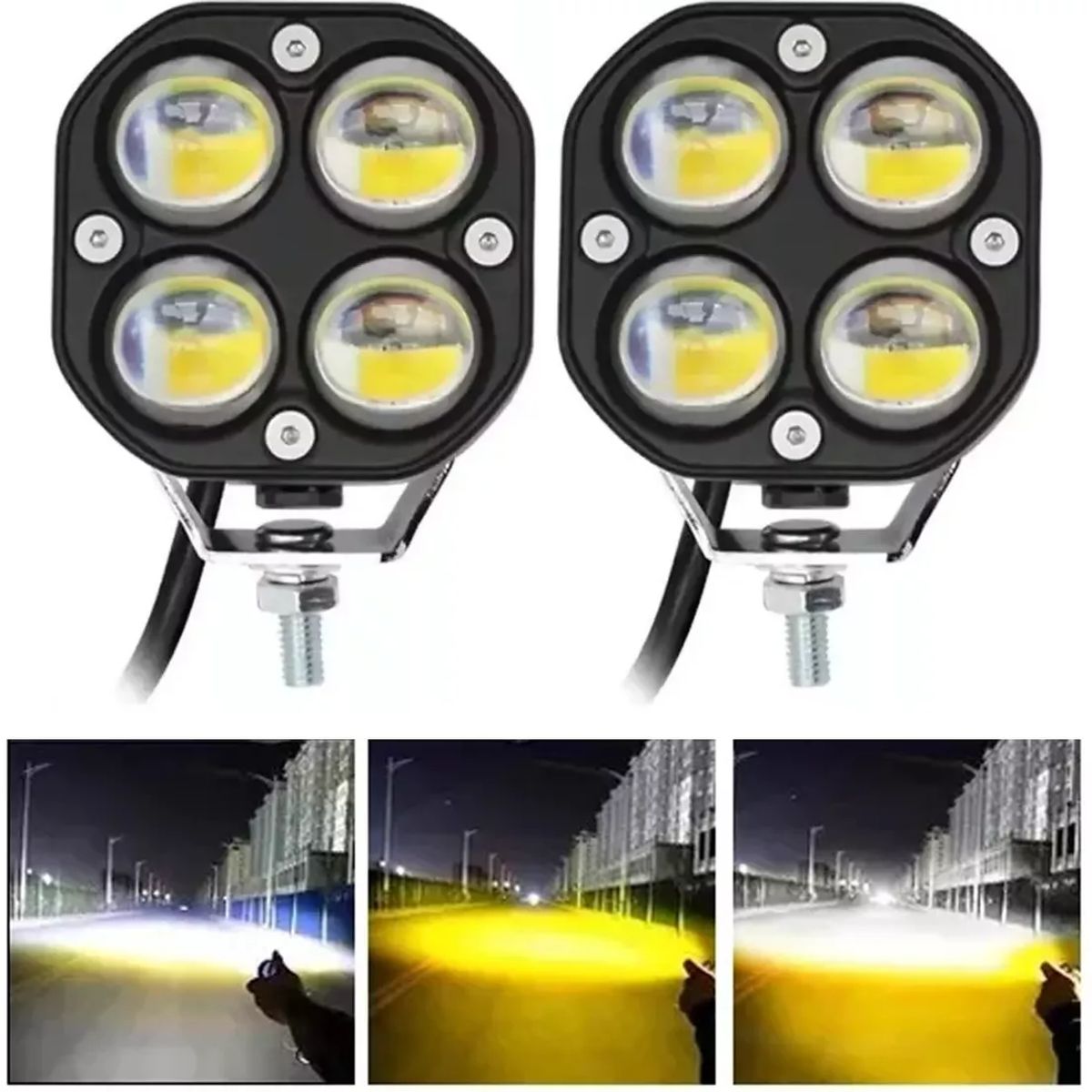 GENERICO - Faros De Lupa Doble Color Universal De 28000 Lúmenes