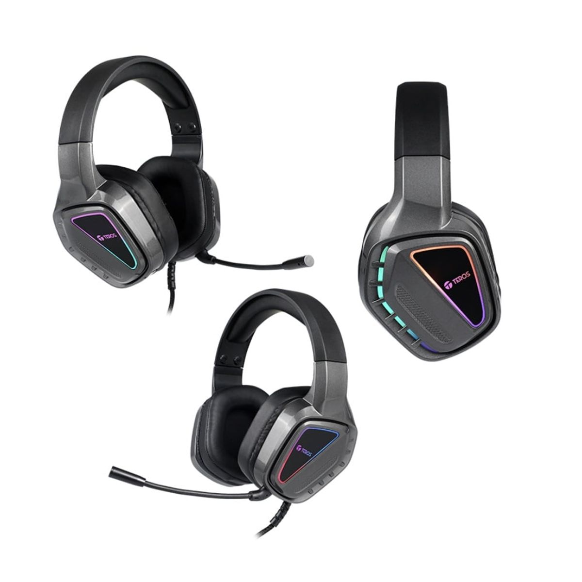 TEROS - Auriculares Gaming TEROS TE-8171N estéreo micrófono Luces RGB
