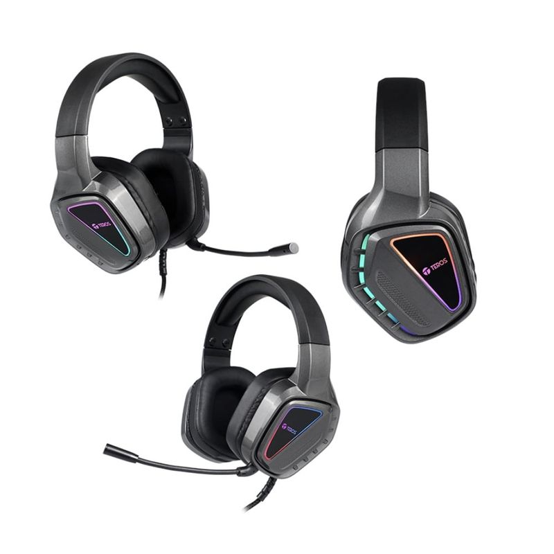 TEROS - Auriculares Gaming TEROS TE-8171N estéreo micrófono Luces RGB