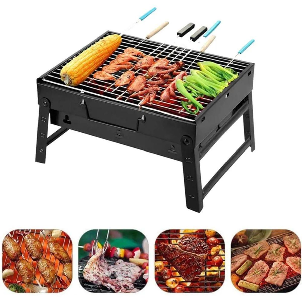 GENERICO - Parrilla a Carbón Portátil de Acero para Camping