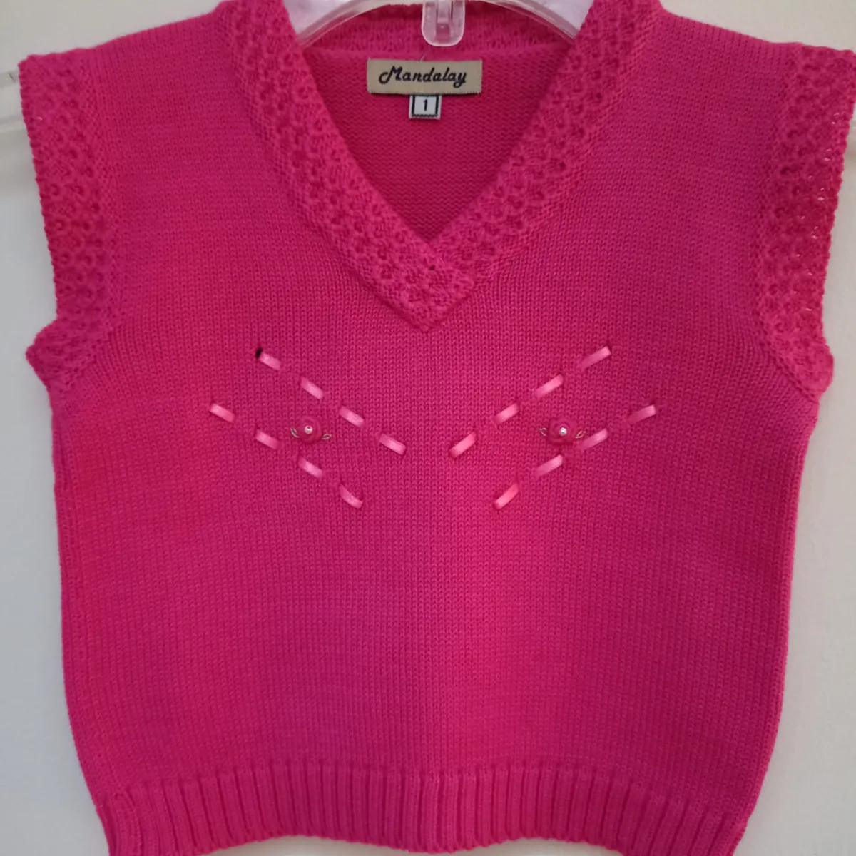 GENERICO - PULLOVER CHALECO NIÑA FUCSIA MANDALAY KNITS