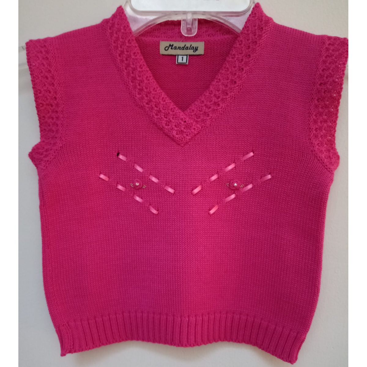 GENERICO - PULLOVER CHALECO NIÑA FUCSIA MANDALAY KNITS