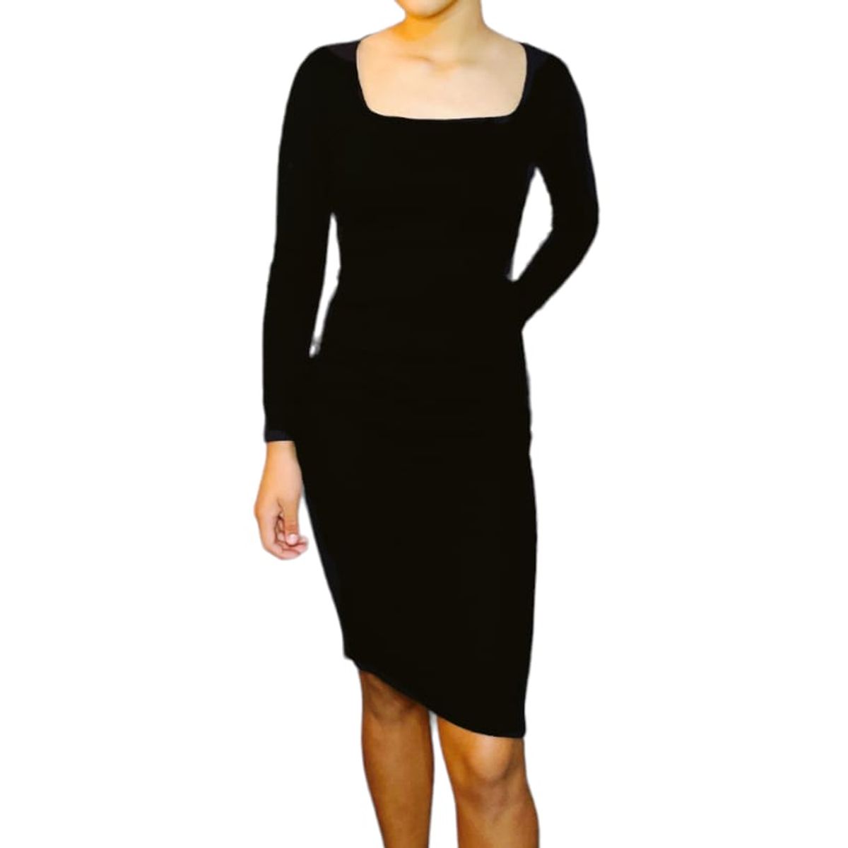 GENERICO - Vestido Mujer Chompero CUELLO CUADRADO - Nathalie Love it -  Negro