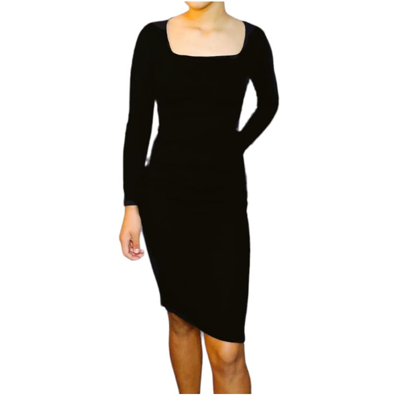 GENERICO - Vestido Mujer Chompero CUELLO CUADRADO - Nathalie Love it -  Negro