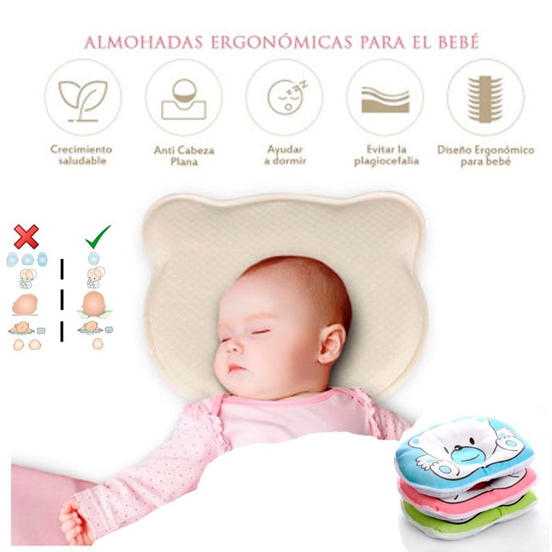 GENERICO - Almohada para Bebé Anti Cabeza Plana Cuidado Recién Nacido
