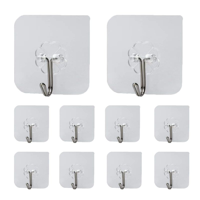 GENERICO - GANCHOS ADHESIVOS TRANSPARENTE PACK   X 4 UNID