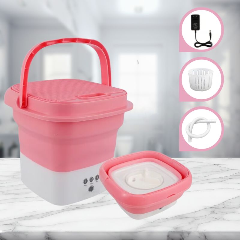 IMPORTADO MC - Mini Lavadora Plegable Centrifugado - ROSADO