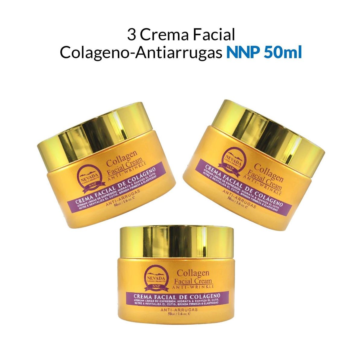 NEVADA NATURAL PRODUCTS - Crema Facial Colageno-Antiarrugas Nevada 50ml 3 Unidades