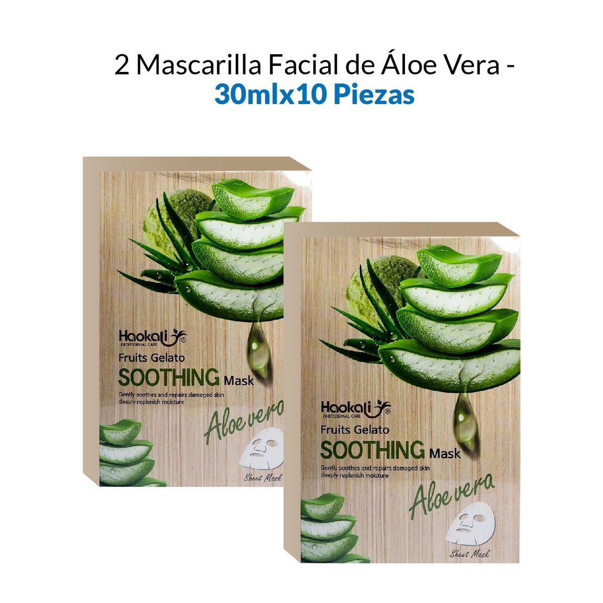 WOKALI - Mascarilla Calmante Aloe Vera Wokali 30mlx10 Piezas 2 Pack