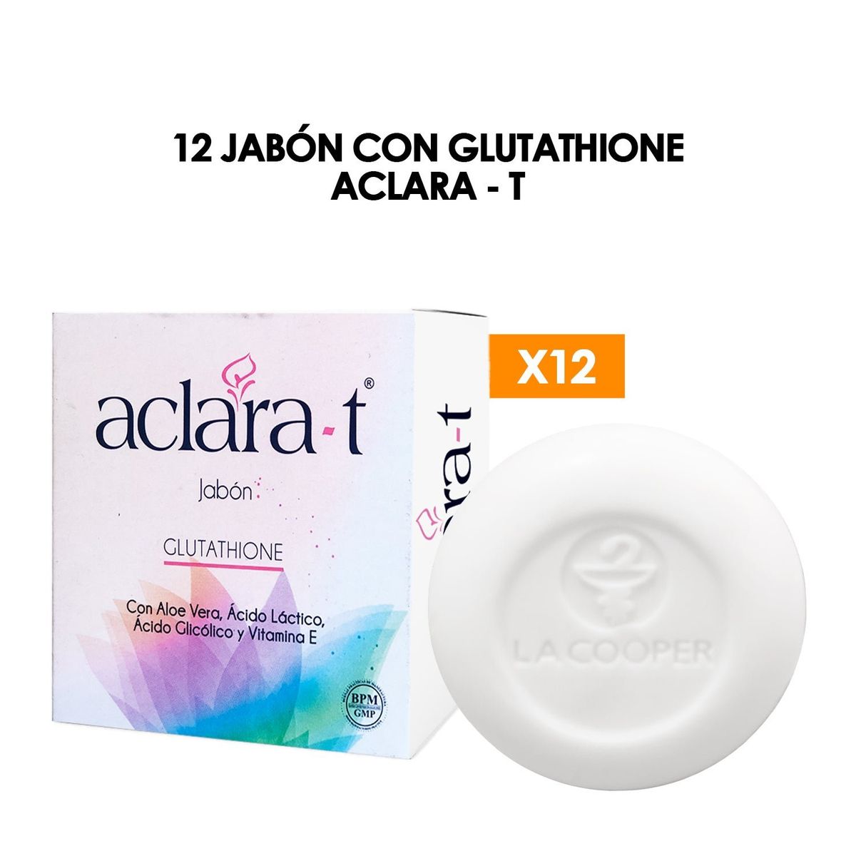 GENERICO - Jabón Con Glutathione Aclara-T 80Gr 12 Unidades
