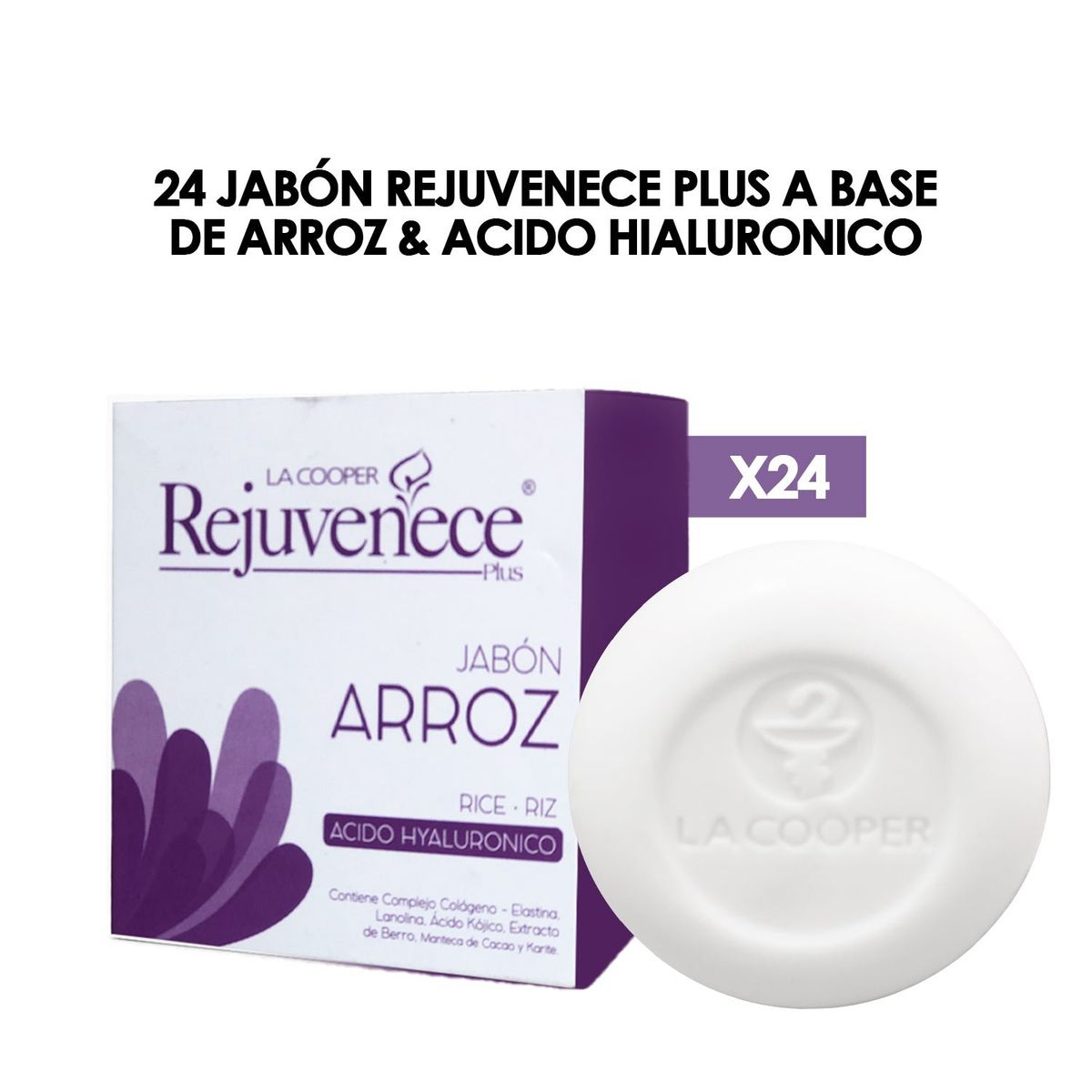 GENERICO - Jabón Reju Plus Base De Arroz & Acido Hialuronico Aclara-t 80Gr 24 Uni