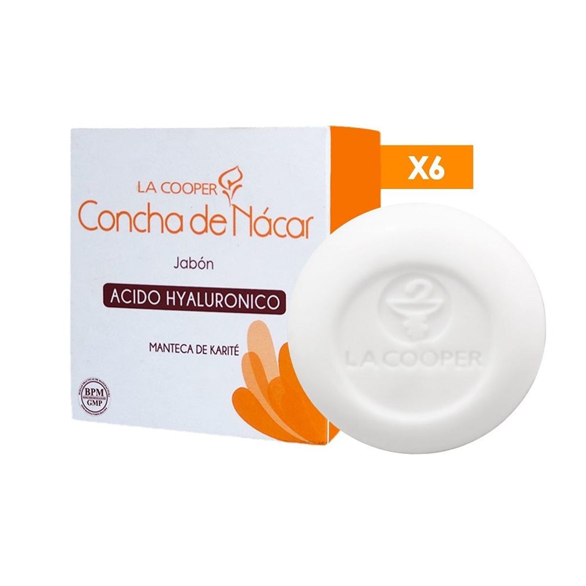 GENERICO - Jabón De Concha De Nacar & Acido Hialuronico La Cooper 80Gr 6 Uni