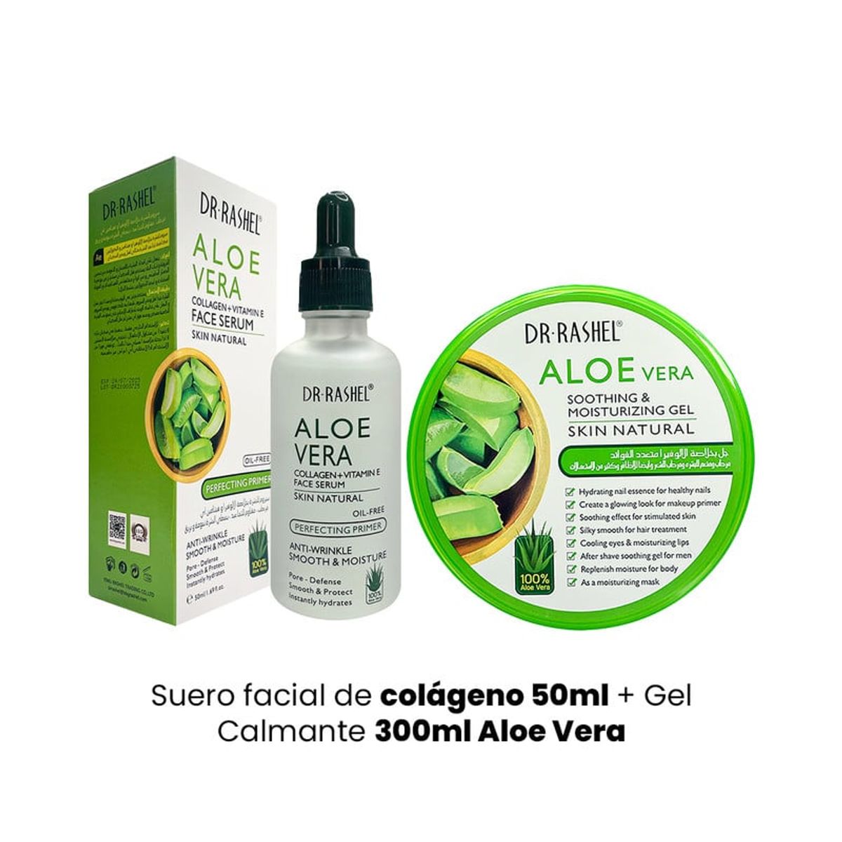 GENERICO - Suero facial de colágeno 50ml + Gel Calmante 300ml Aloe Vera