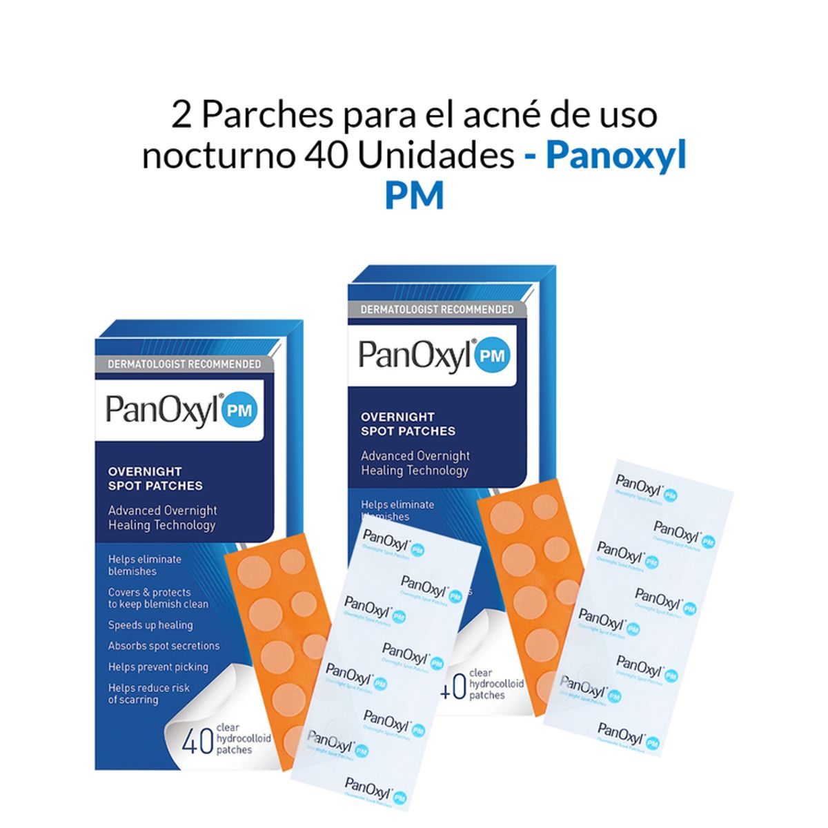 PANOXYL - Parches para el acné de uso nocturno Panoxyl PM 40 Unidades 2 Pack