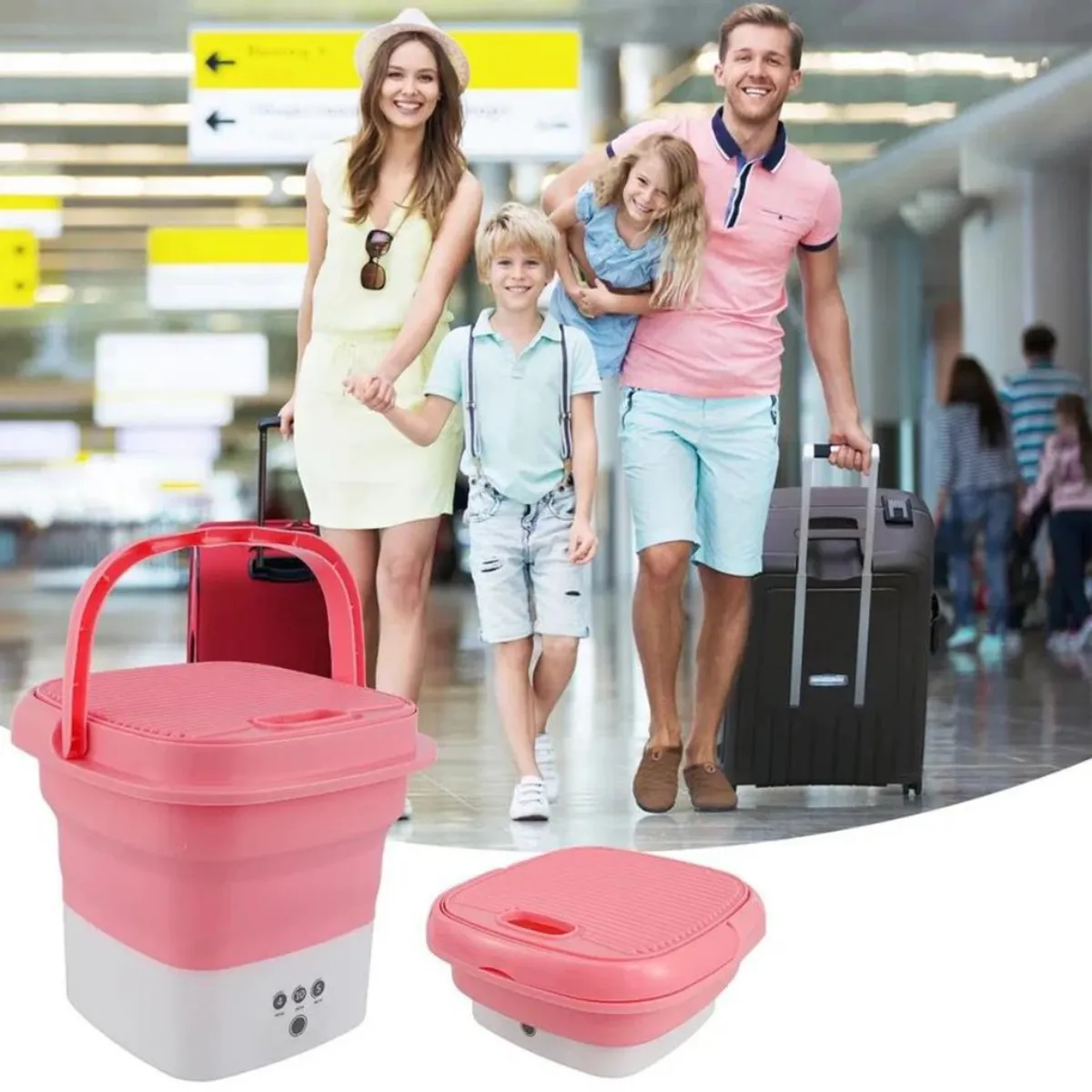 GENERICO - Mini Lavadora Plegable Centrifugado - ROSADO