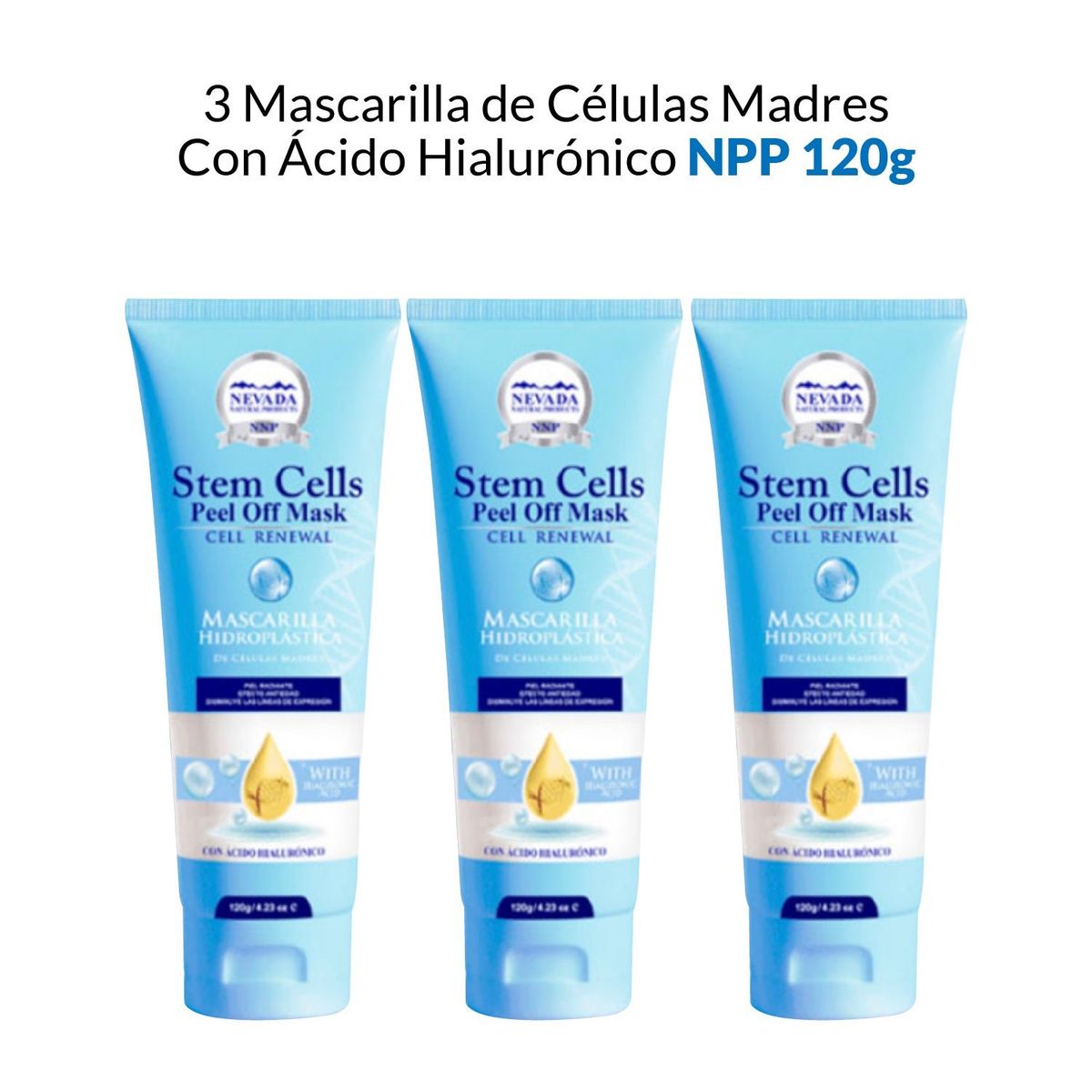 NEVADA NATURAL PRODUCTS - Mascarilla De Celulas Madres Acido Hialuronico 120Gr Nevada 3 Unidades