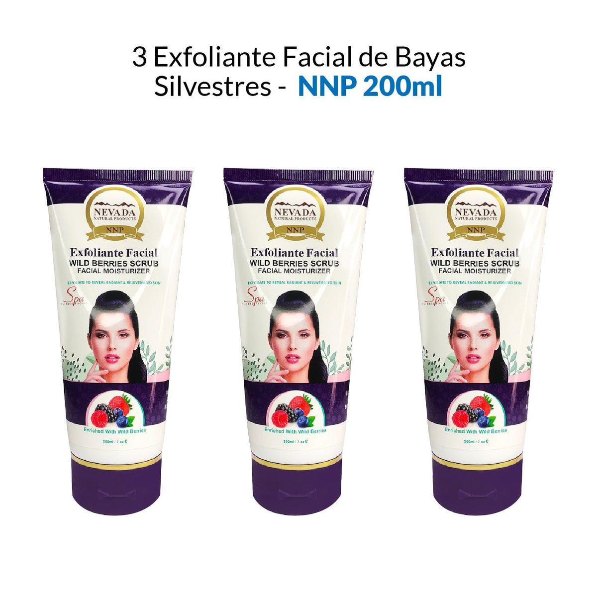 NEVADA NATURAL PRODUCTS - Exfoliante Facial De Bayas Silvestres Nevada 200ml 3 Unidades