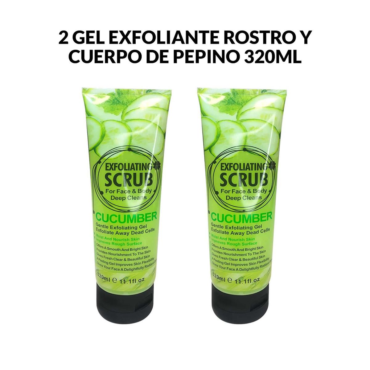 WOKALI - Gel Exfoliante Rostro y Cuerpo De Pepino Wokali 320ml 2 Unidades