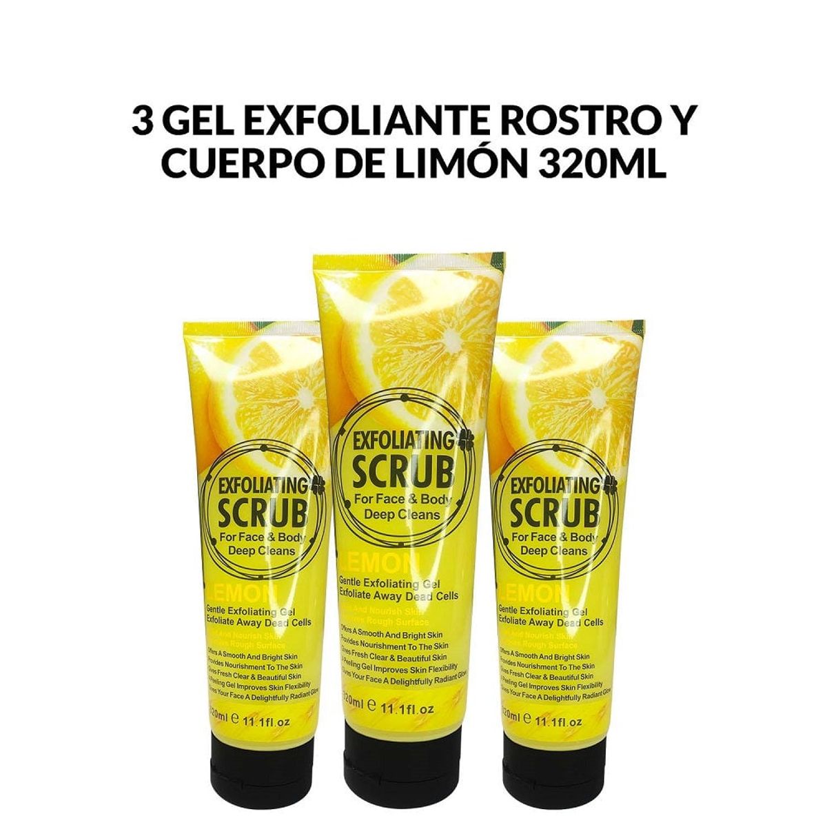 WOKALI - Gel Exfoliante Rostro y Cuerpo De Limón Wokali 320ml 3 Unidades