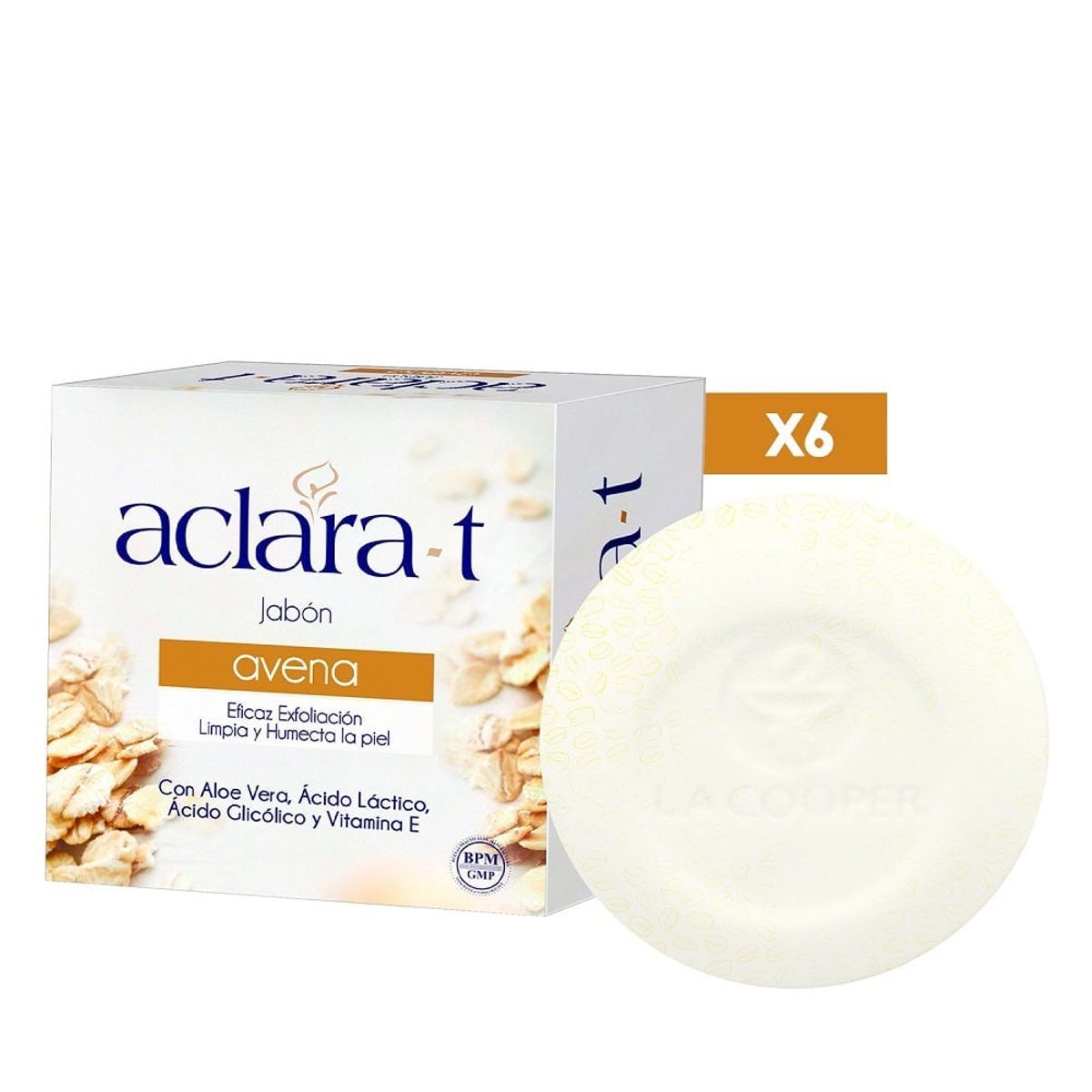 GENERICO - Jabón A Base De Avena Aclara-T 80Gr 6 Unidades