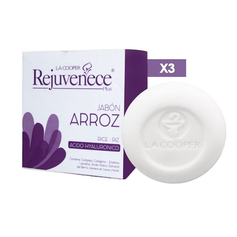 GENERICO - Jabón Reju Plus Base De Arroz & Acido Hialuronico Aclara-t 80Gr 3 Uni