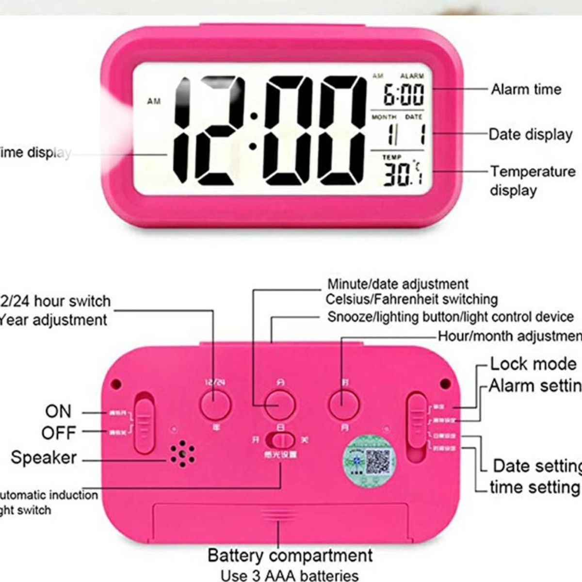 GENERICO - Reloj Despertador Inteligente Digital Escritorio Dormitorio