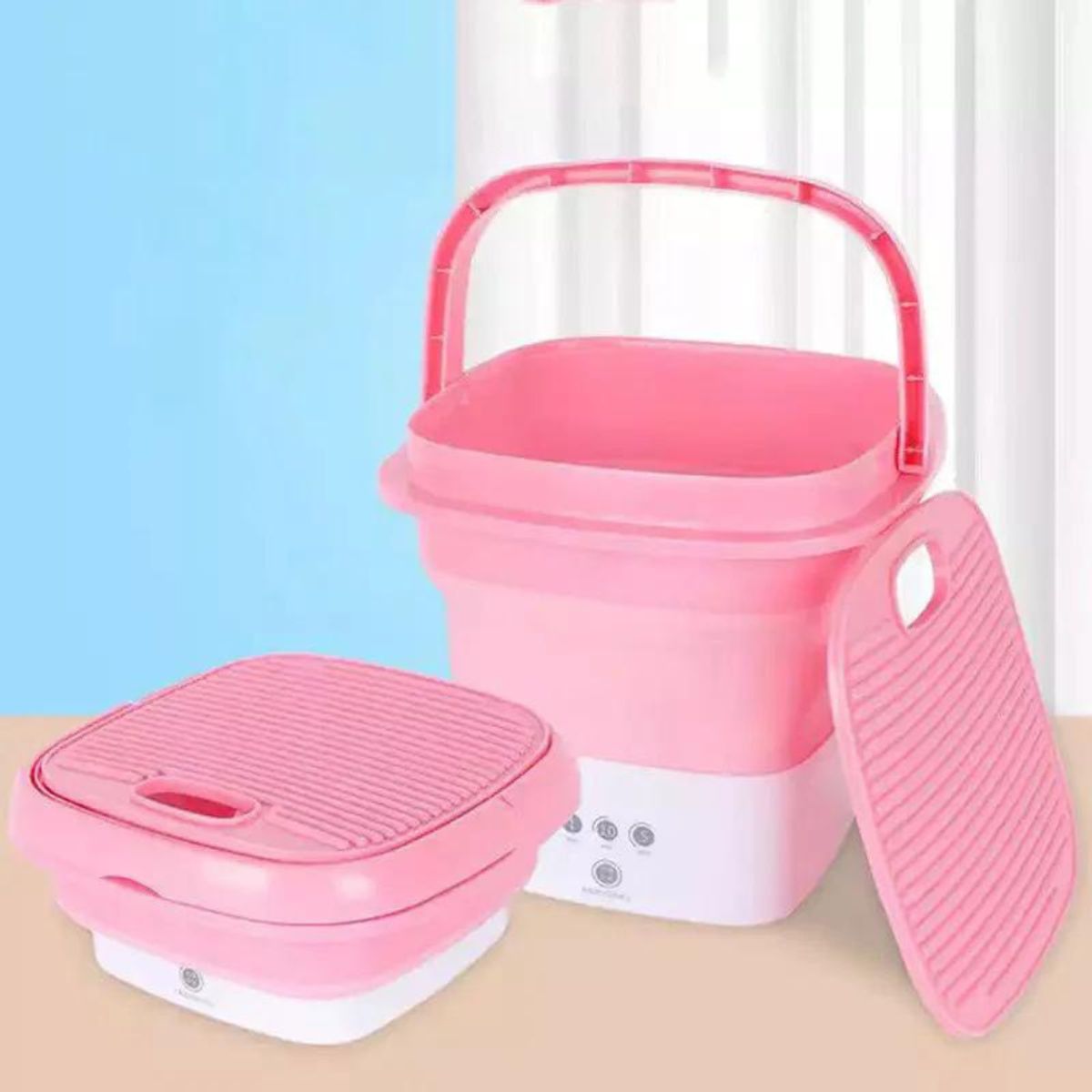 GENERICO - Mini Lavadora Plegable Centrifugado - ROSADO