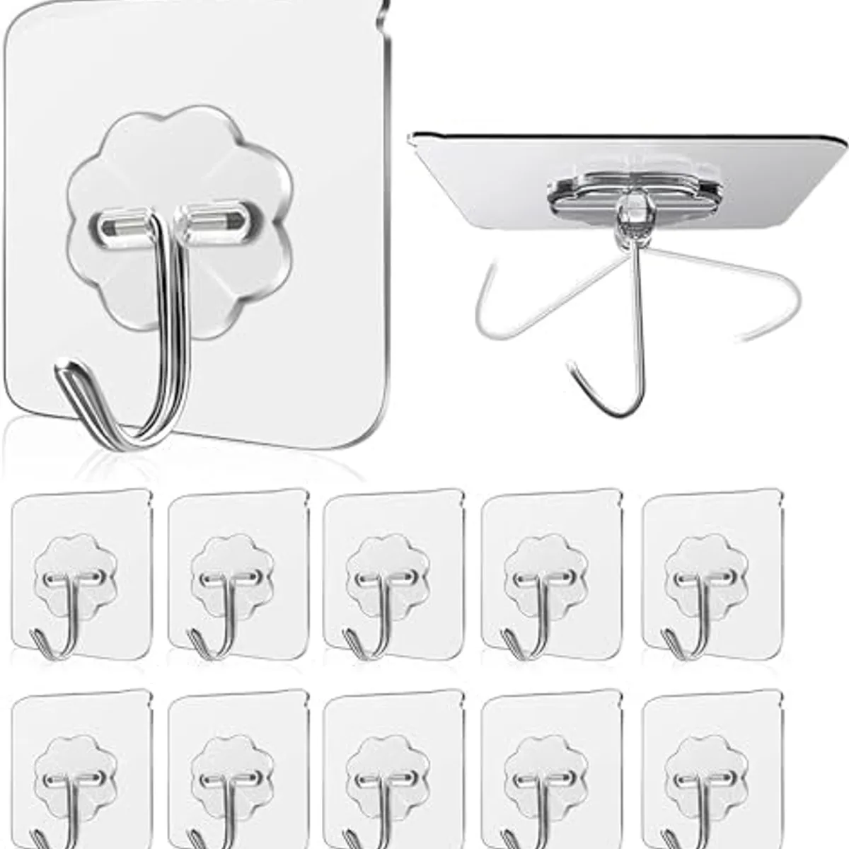 GENERICO - GANCHOS ADHESIVOS TRANSPARENTE PACK   X 10 UNID