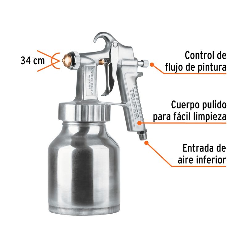 TRUPER - Pistola para Pintar Baja Presión con Accesorios, Truper 14037