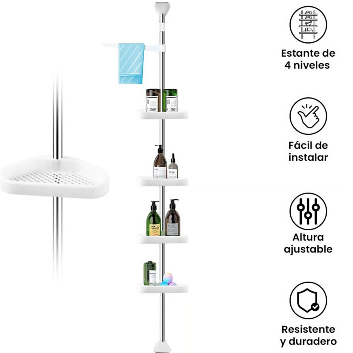 OEM - Esquinero de Baño de 4 Niveles Multiuso 3.20 Metros